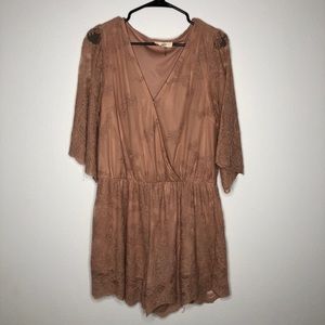 Mauve/Light Pink Crochet Romper